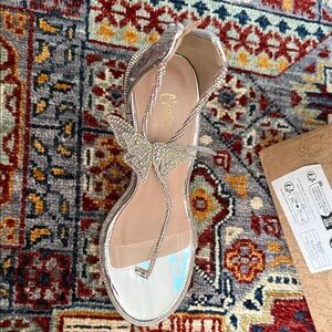 Crystal Butterfly T-Strap Sandal - Rose Gold